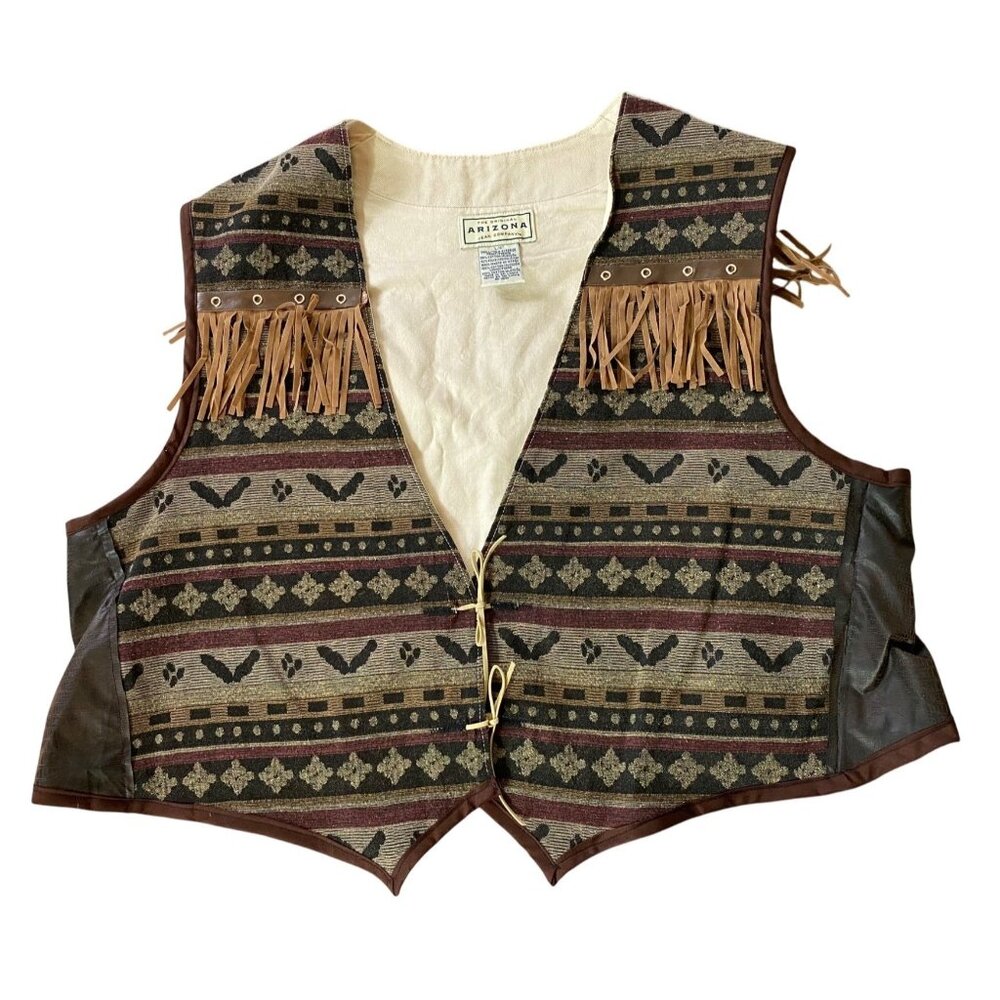 Western Style Arizona Jean Co. Fringe Vest Southwest Large